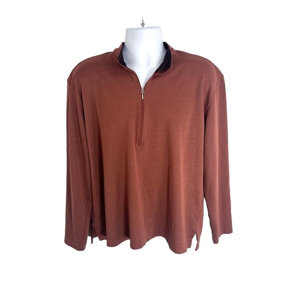 LL Bean Shirt 1/4 Zip Pullover Base Layer Hiking Gorpcore Red Orange XL - Picture 1 of 8